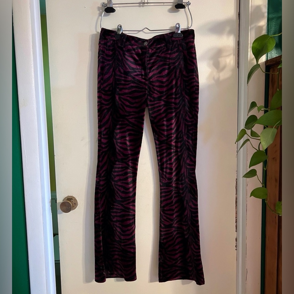 Vintage 90s Velvet Zebra Boot Cut Pants